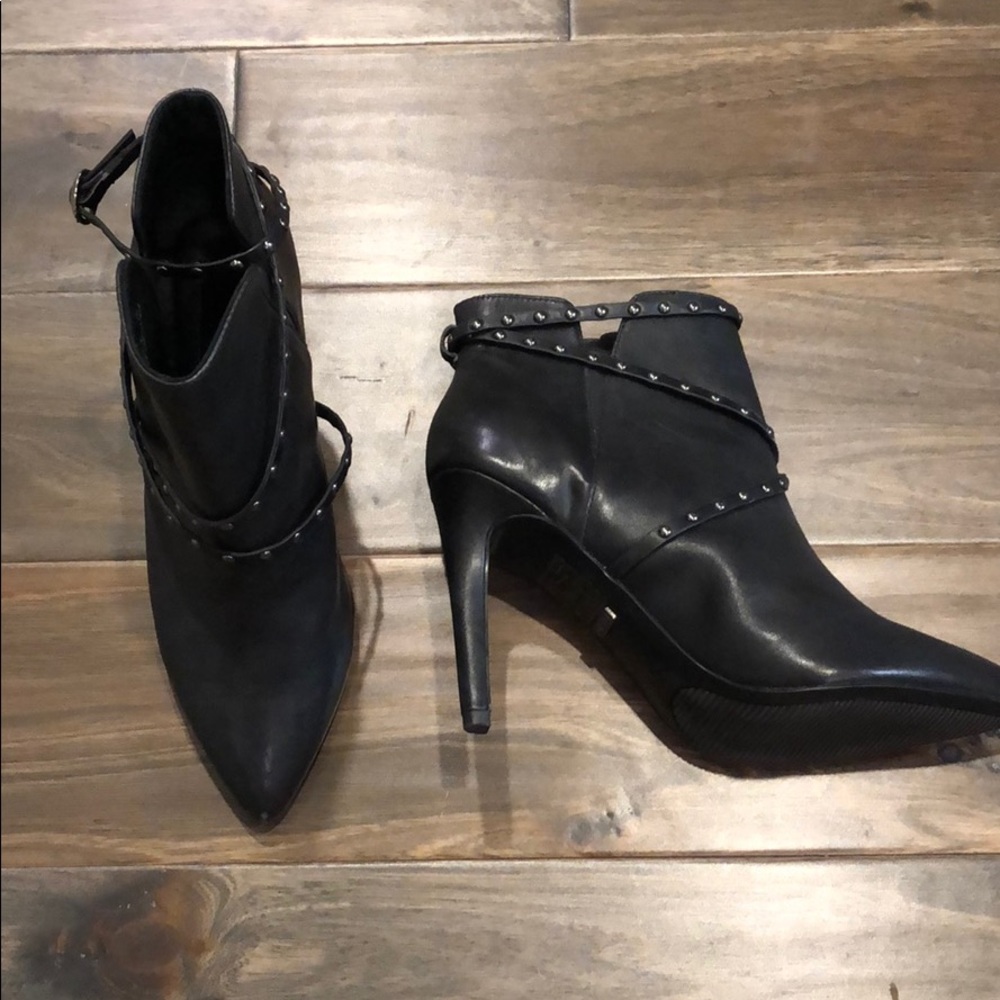 Topshop black ankle booties with stud straps